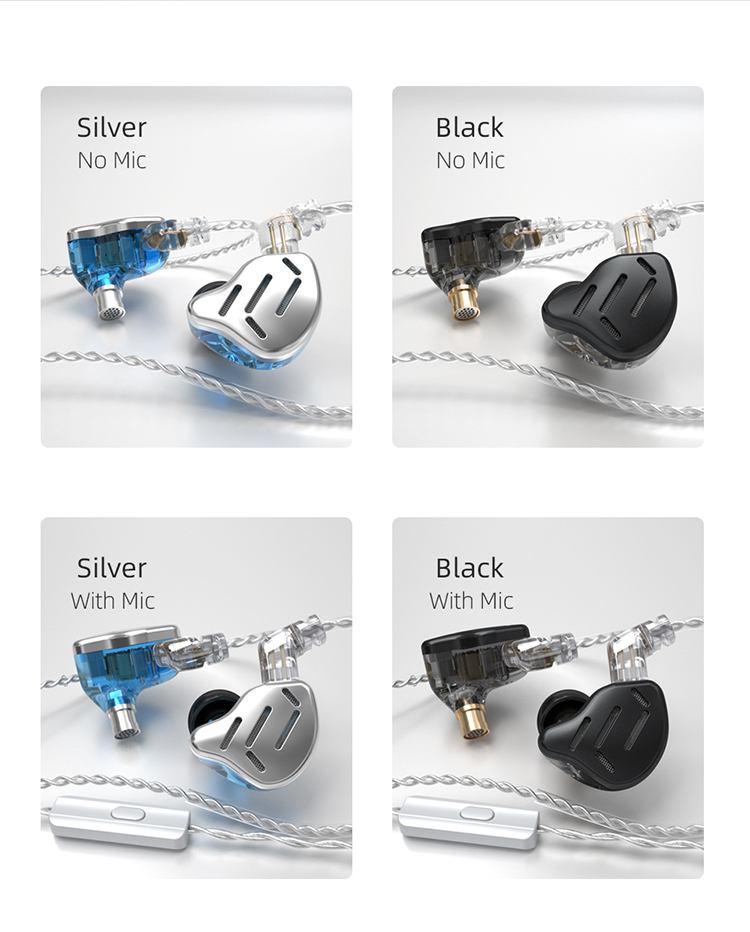 KZ ZAX in-Ear Monitors 16 Units Hybrid in Ear Earphones HiFi Earphone
